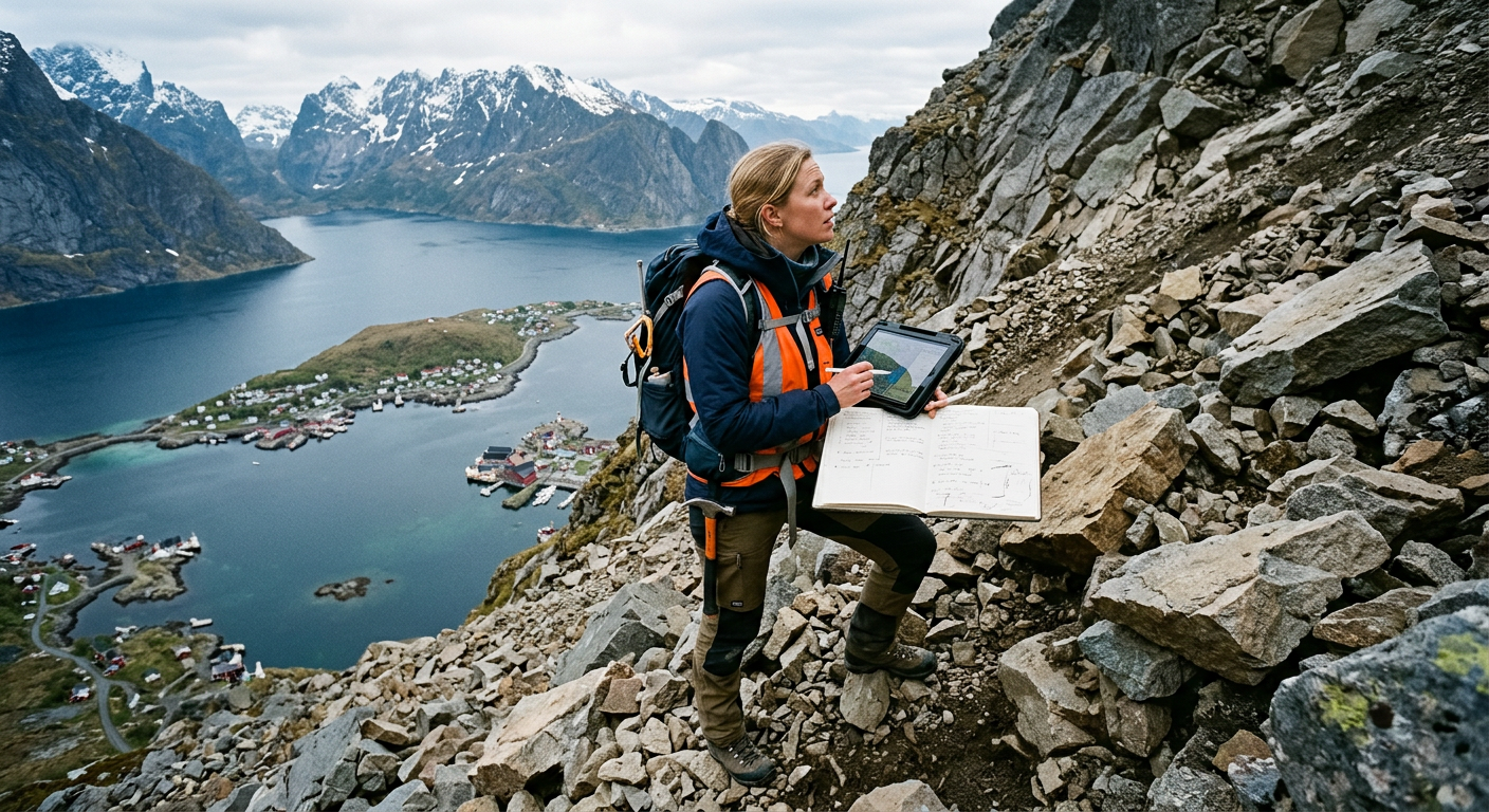 Geolog vurderer skredfare i bratt terreng over Skjervøy